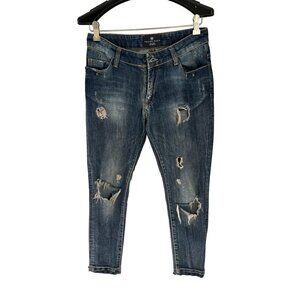PHILIPP PLEIN Blue Denim Pants Studded Jeans Size 27